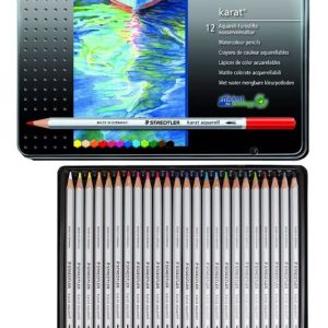 مداد رنگی آکوارل کارات ۱۲ رنگ جعبه فلزی استدلر staedtler